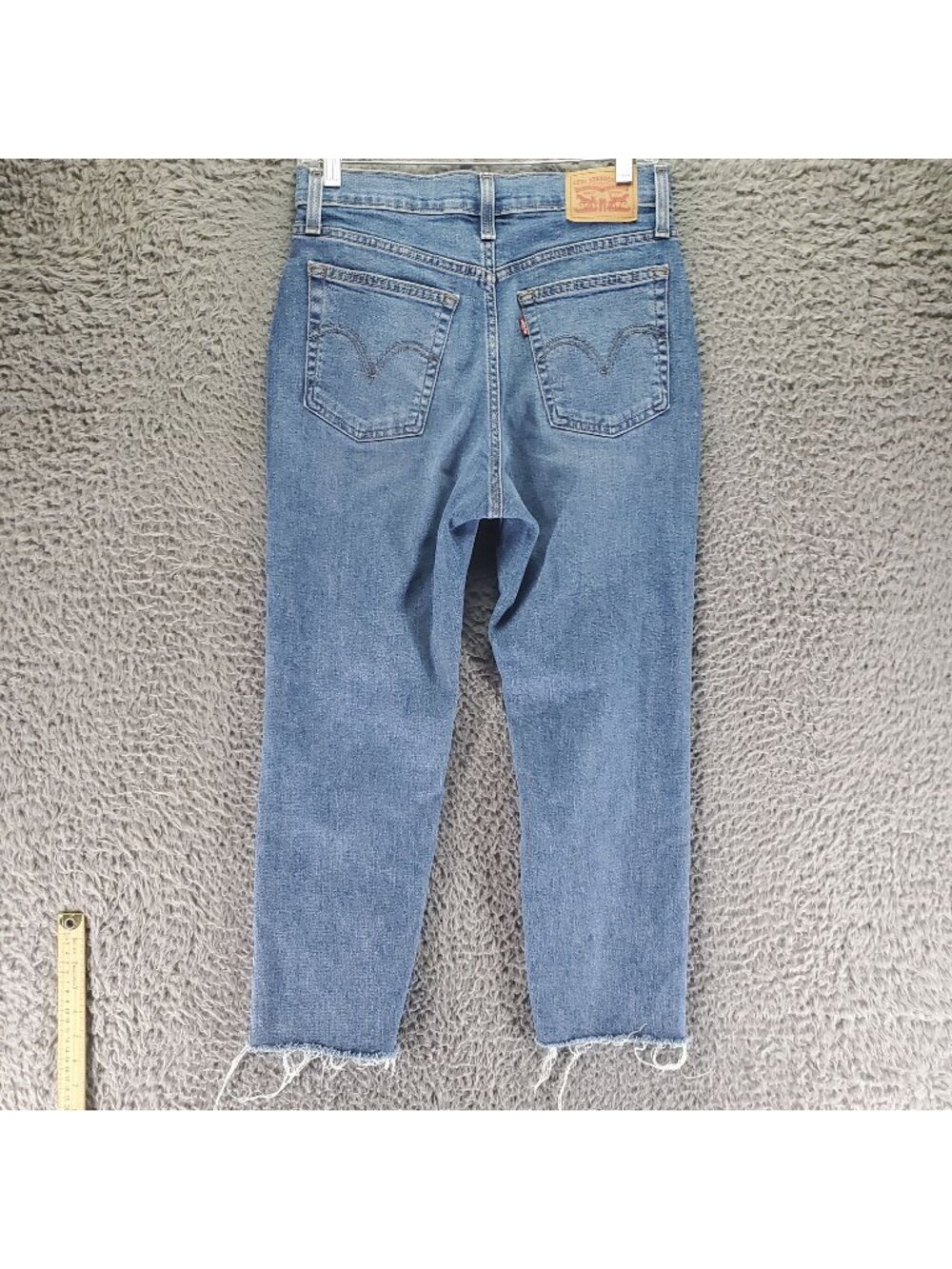 Levis Jeans Womens 28 Blue Wedgie Straight Stretch Button Fly Frayed Hem *Read*